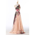 2015 Grace Karin Elegantes Blumen gedruckt eine Schulter Chiffon Lange Plus Size Abendkleider für fette Frauen CL7504